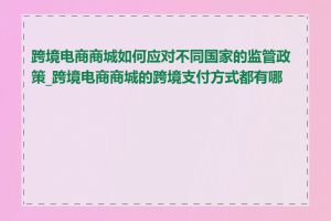 跨境电商商城如何应对不同国家的监管政策_跨境电商商城的跨境支付方式都有哪些