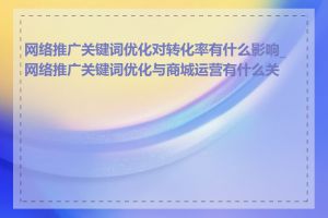 网络推广关键词优化对转化率有什么影响_网络推广关键词优化与商城运营有什么关系