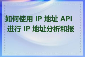 如何使用 IP 地址 API 进行 IP 地址分析和报告