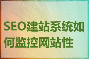 SEO建站系统如何监控网站性能