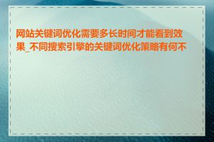 网站关键词优化需要多长时间才能看到效果_不同搜索引擎的关键词优化策略有何不同