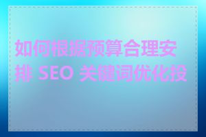 如何根据预算合理安排 SEO 关键词优化投入