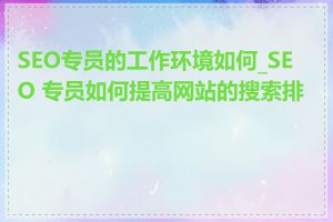 SEO专员的工作环境如何_SEO 专员如何提高网站的搜索排名