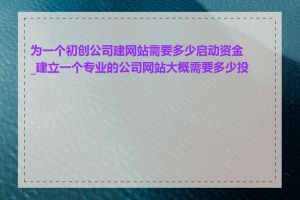 为一个初创公司建网站需要多少启动资金_建立一个专业的公司网站大概需要多少投资