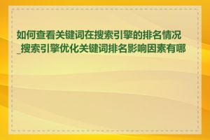 如何查看关键词在搜索引擎的排名情况_搜索引擎优化关键词排名影响因素有哪些