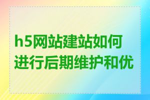 h5网站建站如何进行后期维护和优化