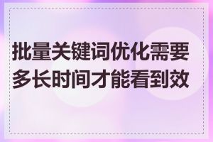 批量关键词优化需要多长时间才能看到效果