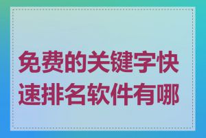 免费的关键字快速排名软件有哪些