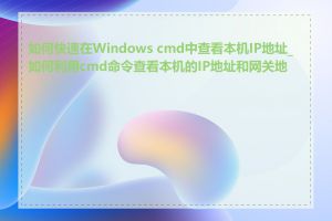 如何快速在Windows cmd中查看本机IP地址_如何利用cmd命令查看本机的IP地址和网关地址