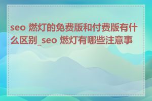 seo 燃灯的免费版和付费版有什么区别_seo 燃灯有哪些注意事项