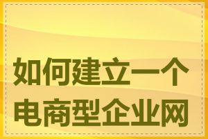 如何建立一个电商型企业网站