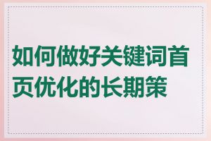 如何做好关键词首页优化的长期策略