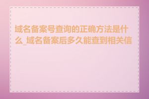 域名备案号查询的正确方法是什么_域名备案后多久能查到相关信息