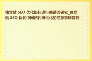 独立站 SEO 优化如何进行关键词研究_独立站 SEO 优化中网站代码优化的注意事项有哪些