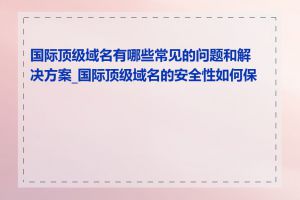 国际顶级域名有哪些常见的问题和解决方案_国际顶级域名的安全性如何保证