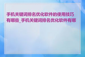 手机关键词排名优化软件的使用技巧有哪些_手机关键词排名优化软件有哪些