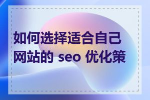 如何选择适合自己网站的 seo 优化策略