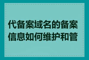 代备案域名的备案信息如何维护和管理