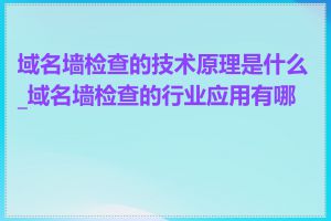 域名墙检查的技术原理是什么_域名墙检查的行业应用有哪些