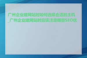 广州企业建网站时如何选择合适的主机_广州企业建网站时应该注意哪些SEO优化