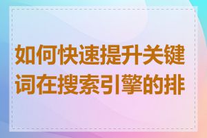 如何快速提升关键词在搜索引擎的排名