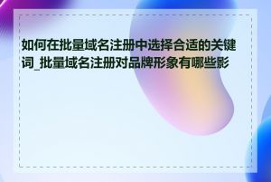 如何在批量域名注册中选择合适的关键词_批量域名注册对品牌形象有哪些影响