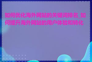 如何优化海外网站的关键词排名_如何提升海外网站的用户体验和转化率