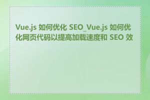 Vue.js 如何优化 SEO_Vue.js 如何优化网页代码以提高加载速度和 SEO 效果