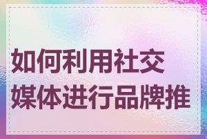 如何利用社交媒体进行品牌推广