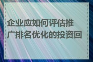 企业应如何评估推广排名优化的投资回报