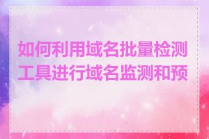 如何利用域名批量检测工具进行域名监测和预警