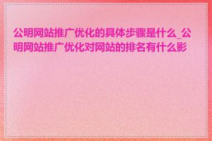 公明网站推广优化的具体步骤是什么_公明网站推广优化对网站的排名有什么影响