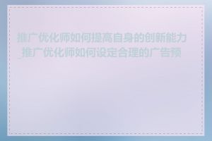 推广优化师如何提高自身的创新能力_推广优化师如何设定合理的广告预算