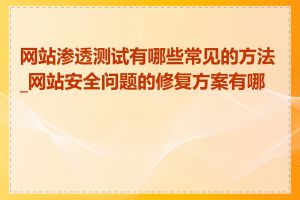 网站渗透测试有哪些常见的方法_网站安全问题的修复方案有哪些