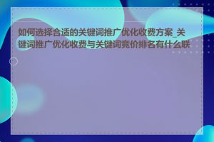 如何选择合适的关键词推广优化收费方案_关键词推广优化收费与关键词竞价排名有什么联系