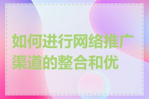 如何进行网络推广渠道的整合和优化