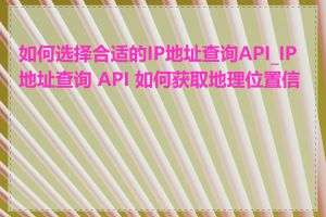 如何选择合适的IP地址查询API_IP 地址查询 API 如何获取地理位置信息