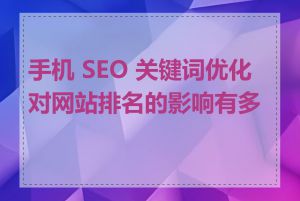 手机 SEO 关键词优化对网站排名的影响有多大