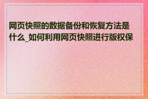 网页快照的数据备份和恢复方法是什么_如何利用网页快照进行版权保护