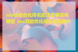 seo自助优化排名的注意事项有哪些_seo自助优化排名如何做外链