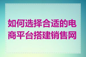 如何选择合适的电商平台搭建销售网站