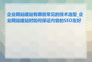 企业网站建站有哪些常见的技术选型_企业网站建站时如何保证内容的SEO友好性