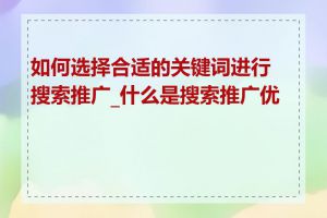 如何选择合适的关键词进行搜索推广_什么是搜索推广优化