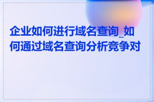 企业如何进行域名查询_如何通过域名查询分析竞争对手