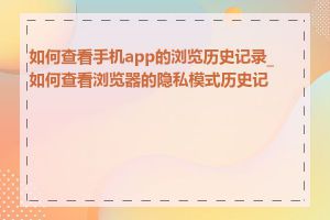 如何查看手机app的浏览历史记录_如何查看浏览器的隐私模式历史记录