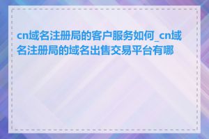 cn域名注册局的客户服务如何_cn域名注册局的域名出售交易平台有哪些