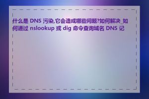 什么是 DNS 污染,它会造成哪些问题?如何解决_如何通过 nslookup 或 dig 命令查询域名 DNS 记录