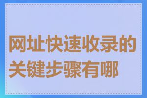 网址快速收录的关键步骤有哪些