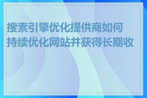 搜索引擎优化提供商如何持续优化网站并获得长期收益