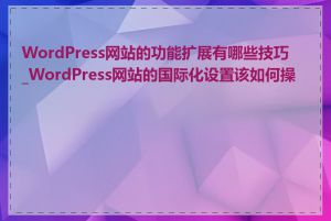 WordPress网站的功能扩展有哪些技巧_WordPress网站的国际化设置该如何操作